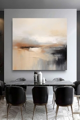 Tranh treo tường đơn vuông- Tráng gương Cao Cấp Nhật BảnTrừu tượng IN Kiểu Sơn Dầu Wabi sabi Tối Giản Minimalist - MELYHOME DECOR