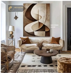 Tranh Nâu Cafe Xám Be Phong Cảnh Trừu Tượng Boho Minimalist Wabi Sabi Nhật Bản Tối Giản Đơn Dọc Treo Tường Tráng Gương / Canvas Cao Cấp Trang trí