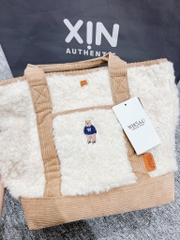 Giỏ Xách Whoau Lông Cừu Trắng Phối Nâu