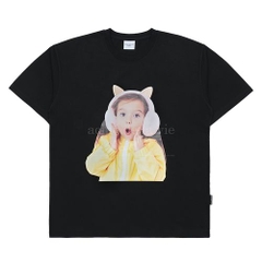 Áo Phông Acmé De La Vie ADLV Baby Face Cat Earplug Short Sleeve Tshirt Màu Đen