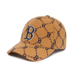 Nón MLB Diamond Monogram Wool Jacquard Structure Ball Cap Boston Red Sox 3ACPMW126-43BGD Màu Nâu