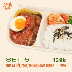 Set 6 : cơm cá hồi + tôm + trứng ngâm tương