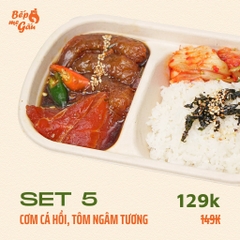 Set 5 : cơm cá hồi + tôm ngâm tương