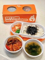 Set 5 : cơm cá hồi + tôm ngâm tương