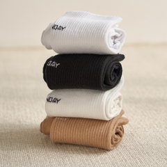 Tất Vớ Kẻ Cổ Cao Second Sunday Basic Color Logo SA09