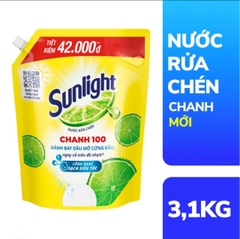 SUNLIGHT Nước Rửa Chén Chanh Mới túi  3.1kg