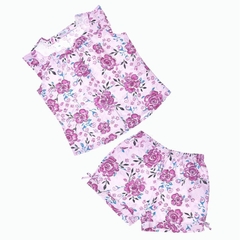 Bộ ngắn cotton nữ sát nách , cổ viền ren