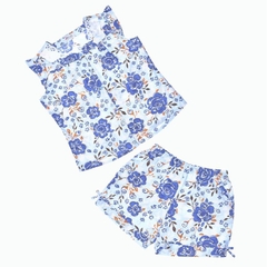 Bộ ngắn cotton nữ sát nách , cổ viền ren