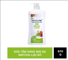 Sữa Tắm Hazeline đưỡng sáng da matcha lựu đỏ chai 670g