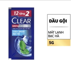 Dầu gội Clear Men mát lạnh Bạc Hà Dây 5g* 14 gói