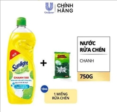 SUNLIGHT NRC Chanh 750g (1chai +  1miếng rửa chén)