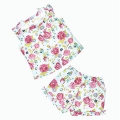 Bộ ngắn cotton nữ sát nách , cổ viền ren