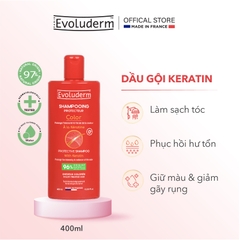 Dầu gội thiên nhiên không Silicon Evoluderm bổ sung Keratin dành cho tóc uốn nhuộm 400ml
