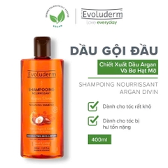 Dầu gội thiên nhiên không Silicon Evoluderm chiết xuất tinh dầu Argan dành cho tóc khô & hư tổn 400ml