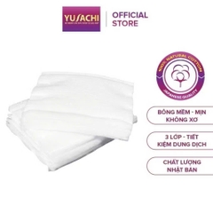 Bông tẩy trang 100% cotton Yusachi 200pcs/gói - Sản xuất bởi tập đoàn Suzuran - Nhật Bản (Bông vuông)