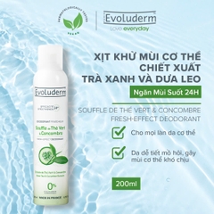 Xịt khử mùi cơ thể 24h Trà xanh-Dưa leo Evoluderm 200ml