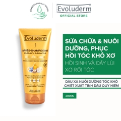 Dầu xả thiên nhiên không Silicon Evoluderm chiết xuất tinh dầu hoa trà, lưu ly và Argan dành cho tóc khô 200ml