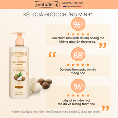 Gel tắm thiên nhiên thuần chay Evoluderm tinh chất bơ hạt mỡ 500ml