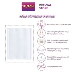 Bông tẩy trang 100% cotton Yusachi 200pcs/gói - Sản xuất bởi tập đoàn Suzuran - Nhật Bản (Bông vuông)