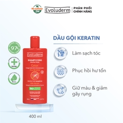 Dầu gội thiên nhiên không Silicon Evoluderm bổ sung Keratin dành cho tóc uốn nhuộm 400ml