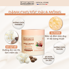 Kem ủ thiên nhiên không Silicon Evoluderm chiết xuất bơ hạt mỡ dành cho tóc dài, yếu 500ml