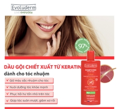 Dầu gội thiên nhiên không Silicon Evoluderm bổ sung Keratin dành cho tóc uốn nhuộm 400ml