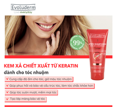 Dầu xả thiên nhiên không Silicon Evoluderm bổ sung Keratin dành cho tóc uốn nhuộm 400ml