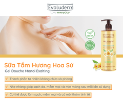 Gel tắm thiên nhiên thuần chay Evoluderm tinh chất hoa sứ trắng 500ml