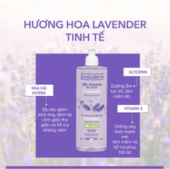 Gel tắm thiên nhiên thuần chay Evoluderm tinh chất Lavender 500ml