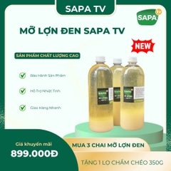 DEAL HOT [ MUA 3 CHAI TẶNG 1 LỌ CHẨM CHÉO ] 3 CHAI MỠ LỢN ĐEN 1000 ML TẶNG KÈM 1 LỌ CHẨM CHÉO VỊ TÊ CAY 350G