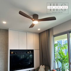 Quạt trần gỗ 3 cánh có đèn thiết kế thân ngắn QT091