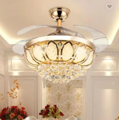 QUẠT ĐÈN PHA LÊ CHÙM PHONG CÁCH HIỆN ĐẠI QT254