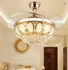 QUẠT ĐÈN PHA LÊ CHÙM PHONG CÁCH HIỆN ĐẠI QT254