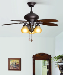ĐÈM QUẠT TRẦN CÁNH GỖ KIỂU DÁNG TÂN CỔ ĐIỂN QT267