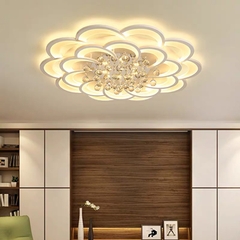 Đèn Ốp Trần Cánh Hoa Kèm Thả Pha Lê DO208T