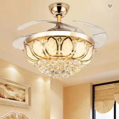 QUẠT ĐÈN PHA LÊ CHÙM PHONG CÁCH HIỆN ĐẠI QT254