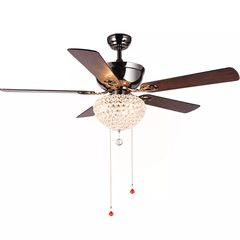 Đèn Quạt Trần 5 Cánh Gỗ Đính Pha Lê QT037F135