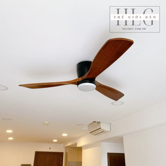 Quạt trần gỗ 3 cánh có đèn thiết kế thân ngắn QT091