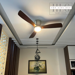 Quạt Trần Đèn Thân Ngắn 3 Cánh Gỗ Tự Nhiên QT180