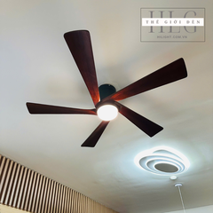Quạt Trần 5 Cánh Gỗ Thân Ngắn Có Đèn QT044