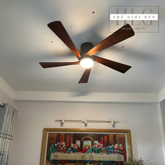 Quạt Trần 5 Cánh Gỗ Thân Ngắn Có Đèn QT044
