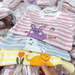 SET 3 ÁO PHÔNG GIẤY DÀI TAY KẺ HỒNG XANH VÀNG CHO BÉ