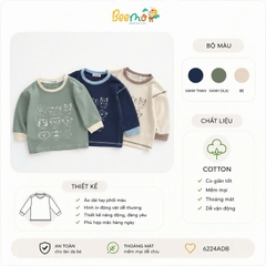 ÁO COTTON DÀI TAY BEEMO IN HÌNH THÚ CHO BÉ