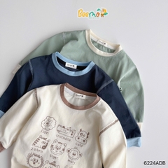ÁO COTTON DÀI TAY BEEMO IN HÌNH THÚ CHO BÉ