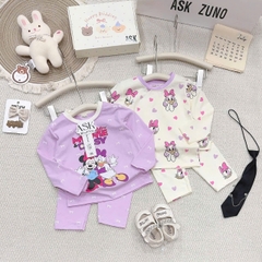 SET 2 BỘ DÀI TAY MINNIE DAISY TONE BE TÍM CHO BÉ