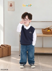 ÁO GILE CỔ TIM THÊU CHỮ GROW WITH JOY CHO BÉ