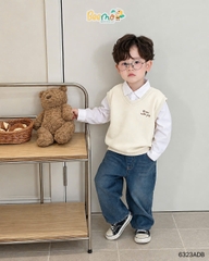 ÁO GILE CỔ TIM THÊU CHỮ GROW WITH JOY CHO BÉ