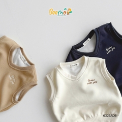 ÁO GILE CỔ TIM THÊU CHỮ GROW WITH JOY CHO BÉ
