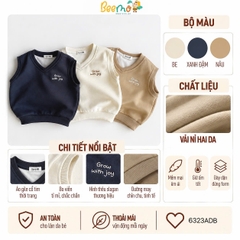 ÁO GILE CỔ TIM THÊU CHỮ GROW WITH JOY CHO BÉ