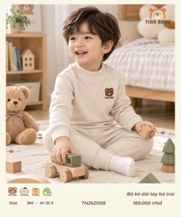TINN BABY - BỘ NỈ CỔ 3P THÊU NGỰC CHO BÉ